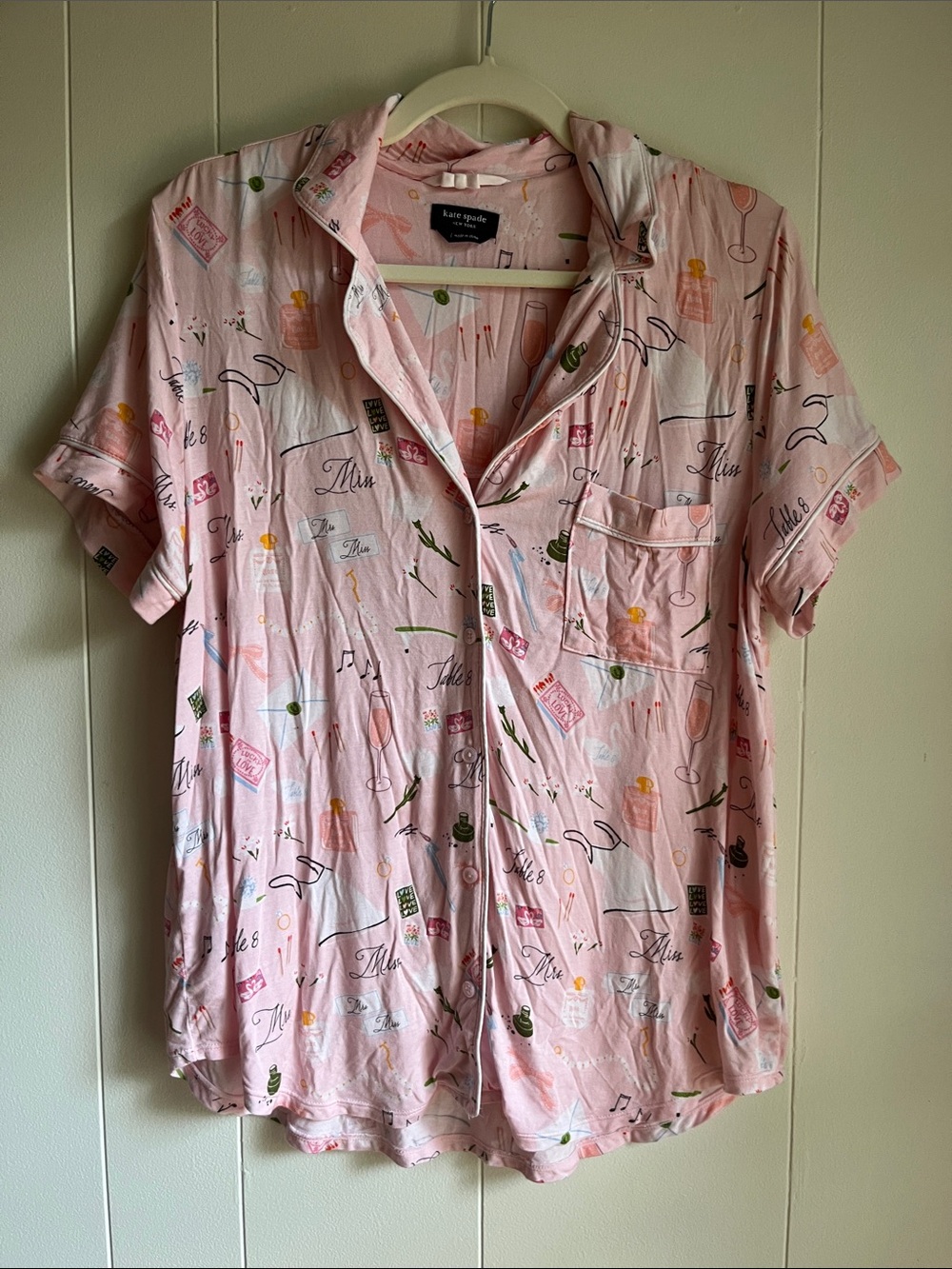 Kate Spade New York With Love Bridal Modal Jersey Short Sleeve Pajama Set Sz L - Picture 4 of 11
